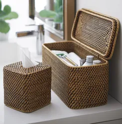 Baskets in the bathroom interior photo