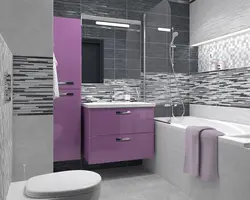 Lilac tiles in the bathroom photo