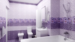 Banyoda fotoşəkildə lilac plitələr