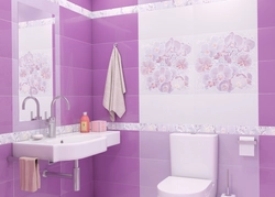 Lilac tiles in the bathroom photo