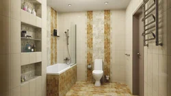 Bath design with horizontal tiles