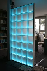 Partition in an apartment made of glass blocks photo