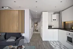 Kitchen design for a one-room apartment 33 sq m