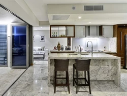 Kitchen design living room marble floor