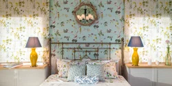 Wallpaper with birds in the bedroom interior