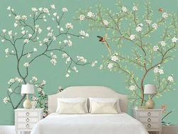 Wallpaper With Birds In The Bedroom Interior