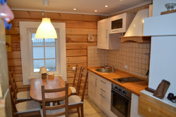 Interior of a small kitchen in an economy class house photo