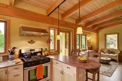 Interior of a small kitchen in an economy class house photo