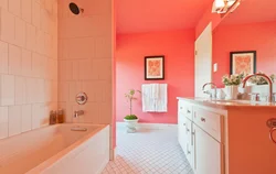 Peach bathroom interior