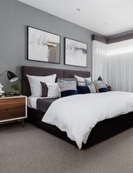 Bedroom interior with dark wall near the bed