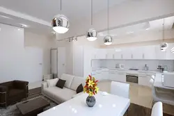 Mənzilin dizaynı 60 kv m mətbəx qonaq otağı ilə