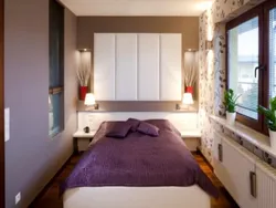 Photo of a bedroom in a house with one window in a modern style