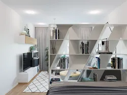 Rack zoning bedroom living room photo