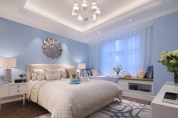 Bedroom Interior In Blue And Beige Tones