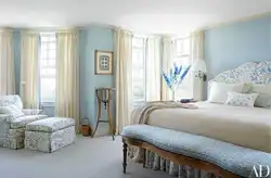 Bedroom Interior In Blue And Beige Tones