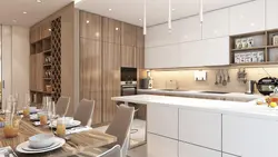 Modern kitchen interior with flowers