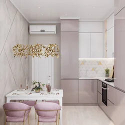 Modern kitchen interior with flowers