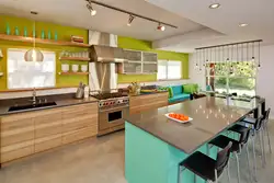Modern kitchen interior with flowers