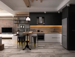Bar sayğacı ilə loft üslubunda mətbəx dizaynı
