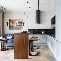 Loft style kitchen design with bar counter