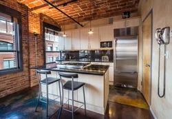 Bar sayğacı ilə loft üslubunda mətbəx dizaynı