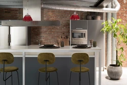 Bar sayğacı ilə loft üslubunda mətbəx dizaynı