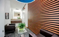 Wooden Slats On The Wall In The Interior Photo Hallway