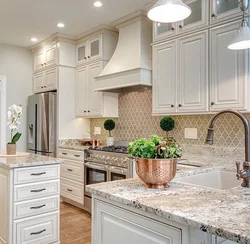 Classic kitchen with white countertop photo