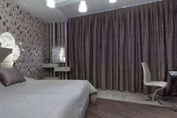 Wallpaper Curtains In The Bedroom Photo