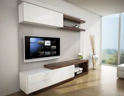 Wall mounted TV stands in the living room photo