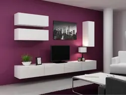 Wall mounted TV stands in the living room photo