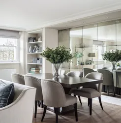 Living Room With Wall-To-Wall Mirror Photo
