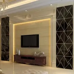 Living room with wall-to-wall mirror photo