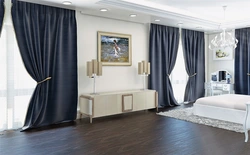 White walls in the living room interior curtains