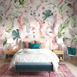 Non-woven wallpaper bedroom interior