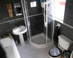 Photo Of A Bathroom With A Black Shower