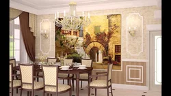 Modern frescoes in the kitchen interior