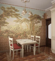 Modern frescoes in the kitchen interior