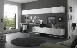 Gray white furniture living room photo