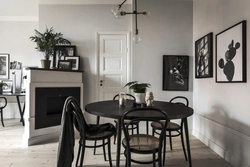 Dark Table In The Kitchen Interior