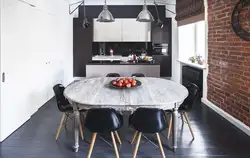 Dark table in the kitchen interior