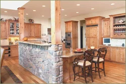 Kitchen wall decoration with wood photo