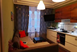 Mətbəx 12 kvadrat metr divan və televizor şəkli