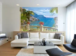 Painting on the entire wall in the living room photo