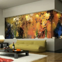 Painting on the entire wall in the living room photo