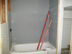 Photo of plasterboard walls in the bath