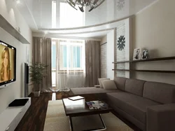 Living room design 16 m with balcony