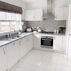 Kitchen design with white sink