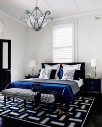 Blue and white bedroom design