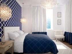 Blue and white bedroom design